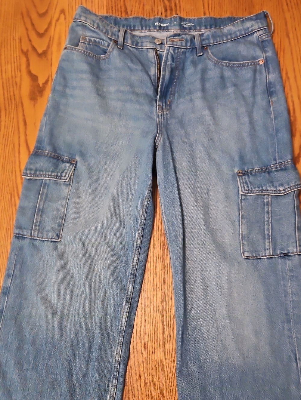 Old Navy Blue Wide-Leg Cargo Jeans